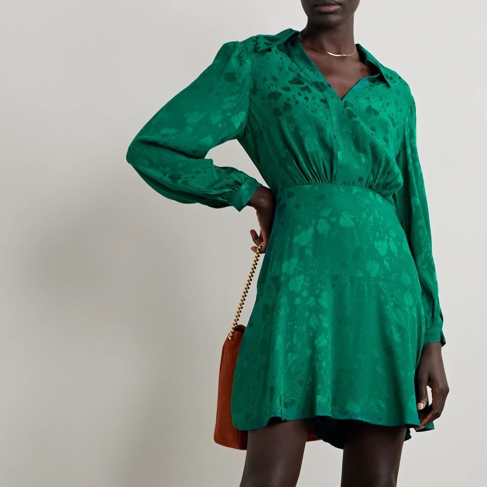 RIXO Indy satin-jacquard mini dress
